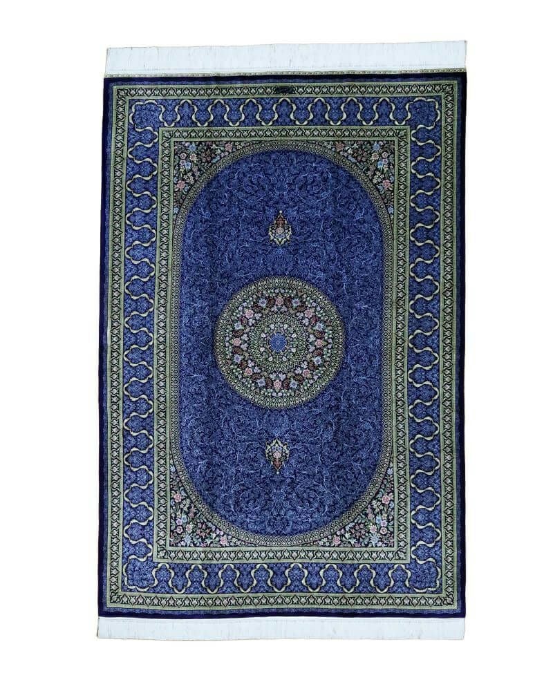 ペルシャ絨毯有名なマスミ工房ライナー綺麗ないる本物保証100×35cm ペルシャ絨毯 クム産マスミ工房絹100％ 130×190cm商品番号87074
