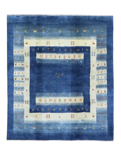 ペルシャ絨毯<br>シラーズ産ギャッベ<br>毛100％　205×240cm<br>商品番号87244