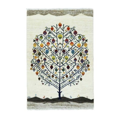 ペルシャ絨毯<br>シラーズ産ギャッベ<br>ファインカシュクリ<br>毛100％ 83×131cm<br>商品番号 87418