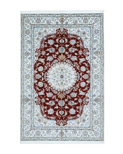ペルシャ絨毯<br>ナイン産<br>毛&絹 152×236cm<br>商品番号87624