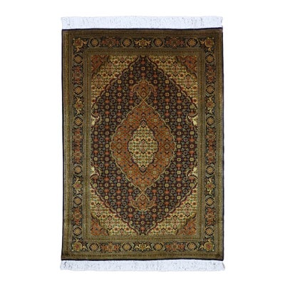 ペルシャ絨毯<br>タブリーズ産マララン<br>毛＆絹  100×147cm<br>商品番号87653