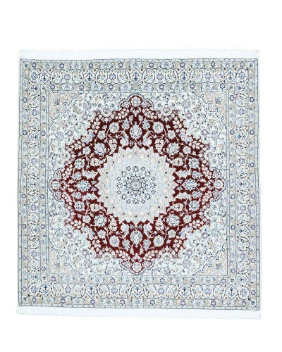 ペルシャ絨毯<br>ナイン産<br>毛&絹　202×208cm<br>商品番号87604