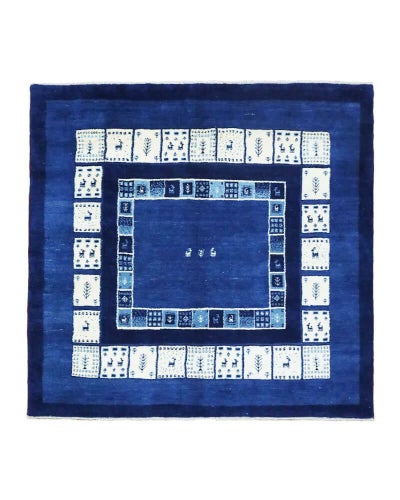 ペルシャ絨毯<br>シラーズ産ギャッベ<br>毛100％　198×190cm<br>商品番号88155