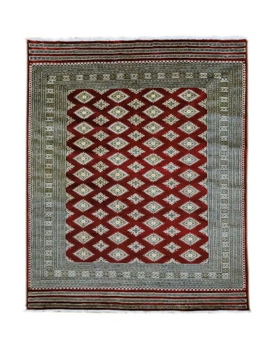 パキスタン絨毯　手織り<br>ラホール産<br>毛100％198×241cm<br>商品番号82435