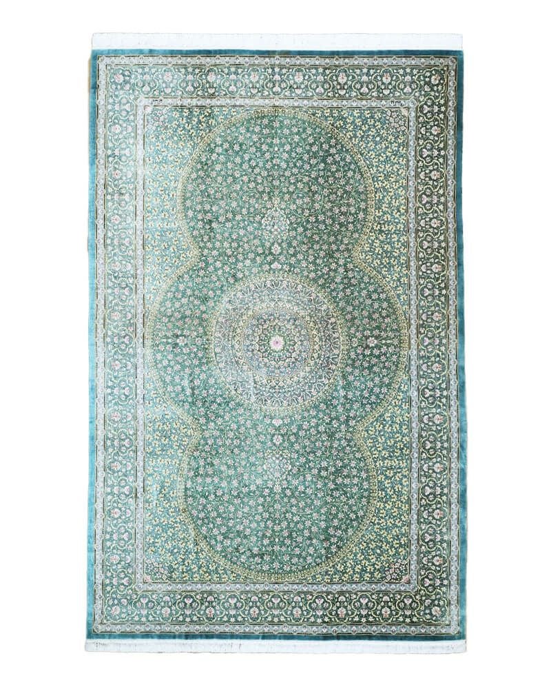 ペルシャ絨毯 クム産エリヤシ工房絹100% 205×302cm商品番号88141