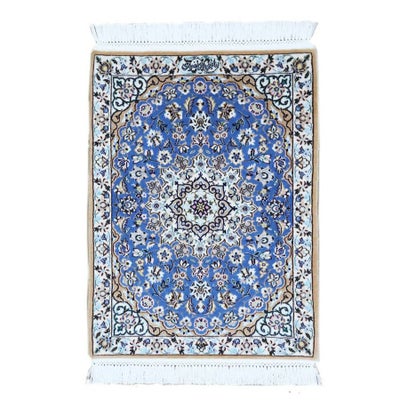 ペルシャ絨毯<br>ナイン産(6La)シシラ<br>モルタザヴィ工房<br>毛＆絹 52×70cm<br>商品番号 87572