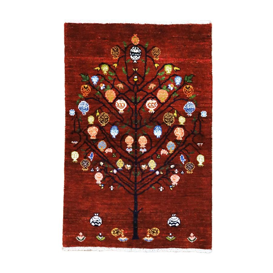 ペルシャ絨毯ギャッベ カシュクリ毛100％ 63×97cm商品番号88385