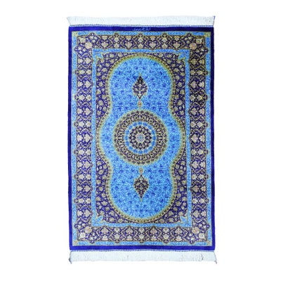  ペルシャ絨毯クム産<br>ムサビ工房<br>絹100% 77x119cm<br>商品番号88432