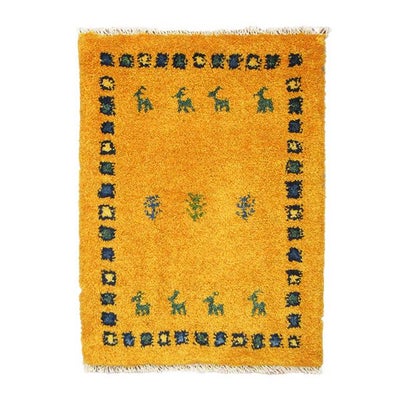 ペルシャ絨毯 手織り<br>ギャッベ　シラーズ産<br>毛100％　43×58cm<br>商品番号87818