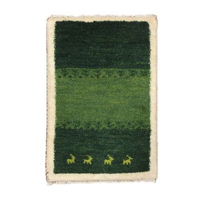 ペルシャ絨毯 手織り<br>ギャッベ　シラーズ産<br>毛100％　39×57cm<br>商品番号87872