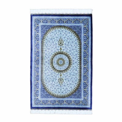 ペルシャ絨毯 クム産<br>シャナ工房<br>絹100% 79×122cm<br>商品番号88250