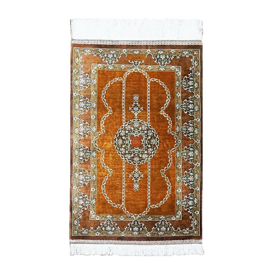 89×56cm　ペルシャ絨毯 クム産 モスサビ房 シルク ペルシャ絨毯 クム産ムサビ工房絹100％ 59×89cm商品番号88449