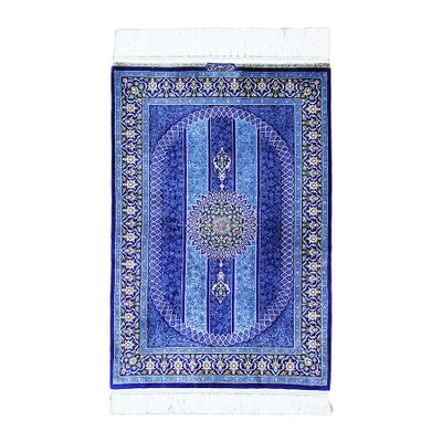 ペルシャ絨毯 クム産<br>マスミ工房<br>絹100％　59×87cm<br>商品番号88458