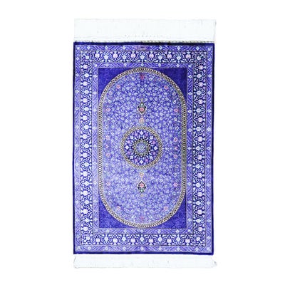 ペルシャ絨毯 クム産<br>マスミ工房<br>絹100％ 74ｘ111cm<br>商品番号88465