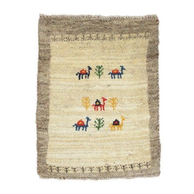 ペルシャ絨毯 手織り<br>ギャッベ　シラーズ産<br>毛100％　44×57cm<br>商品番号88532