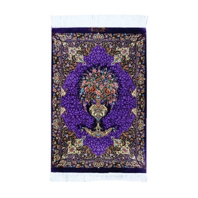 ペルシャ絨毯クム産<br>テルメ工房<br>絹100％　60×93ｃｍ<br>商品番号87544