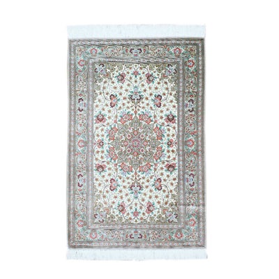 ペルシャ絨毯 クム産<br>アハマディ工房<br>絹100% 78×120cm<br>商品番号88492