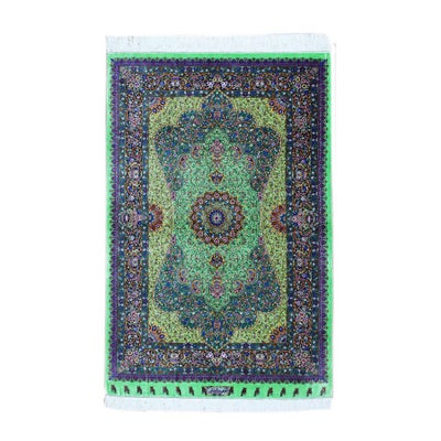 ペルシャ絨毯 クム産<br>ササン工房<br>絹100% 108×165cm<br>商品番号87223