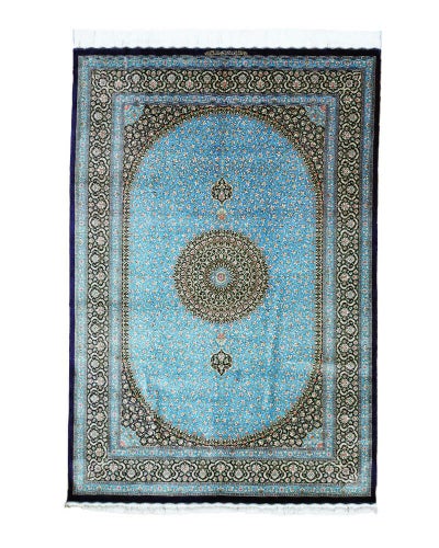 ペルシャ絨毯 クム産 <br>アミーラン工房<br>絹100% 138×205cm<br>商品番号88420