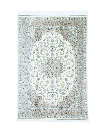 ペルシャ絨毯 クム産 <br>パディデ工房<br>絹100% 132×196cm<br>商品番号88422