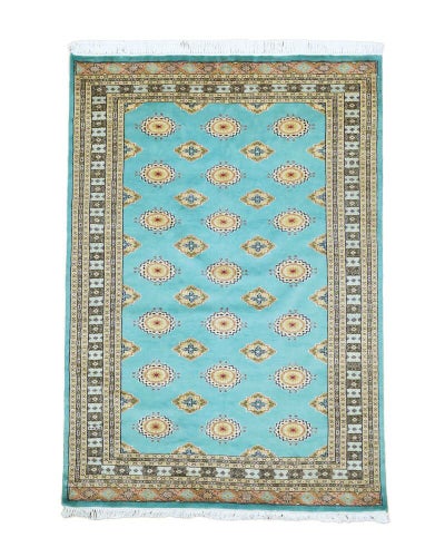 パキスタン絨毯　手織り<br>ラホール産<br>毛＆絹　141×204cm<br>商品番号84723