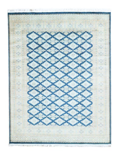 パキスタン絨毯　手織り<br>カフカディアン工房<br>毛＆絹　197×254cm<br>商品番号88907