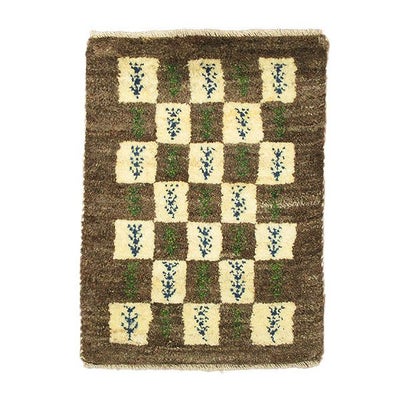 ペルシャ絨毯 手織り<br>ギャッベ　シラーズ産<br>毛100％　40×54cm<br>商品番号88522