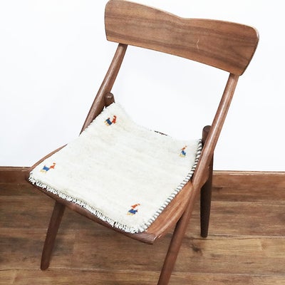 ギャッベ　シラーズ産　<br>37×37cm　アイボリー　<br>No.88634