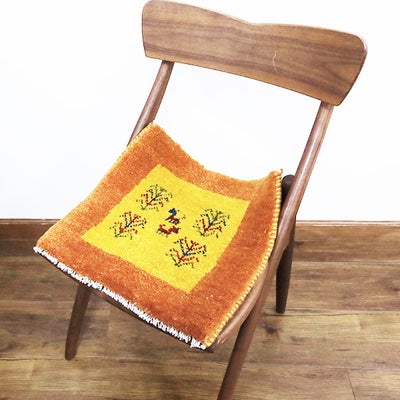 ギャッベ　シラーズ産　<br>42×40cm　イエロー　<br>No.88856