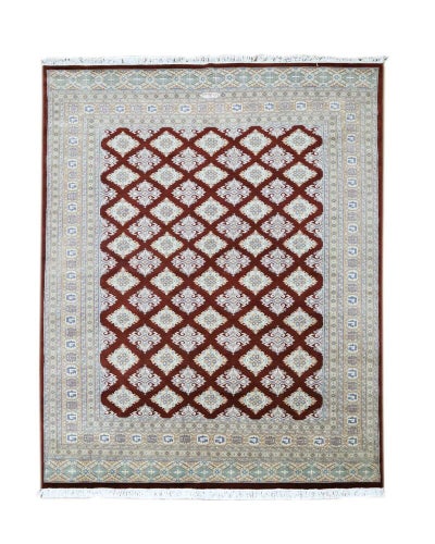 パキスタン絨毯　手織り<br>カフカディアン工房<br>毛＆絹　204×254cm<br>商品番号88912