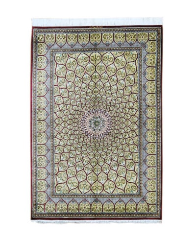 ペルシャ絨毯クム産<br>ムサビ工房<br>絹100% 133×200cm<br>商品番号88699