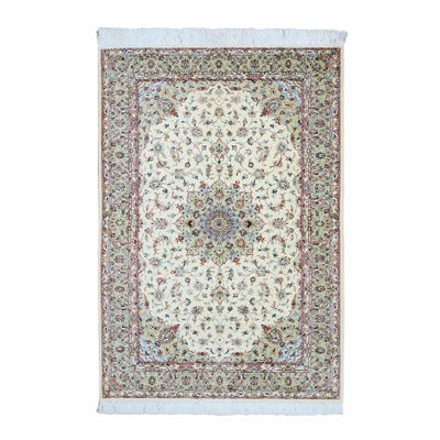 ペルシャ絨毯<br>カシャーン産<br>ファッラー工房<br>絹100% 101×150cm<br>商品番号89260