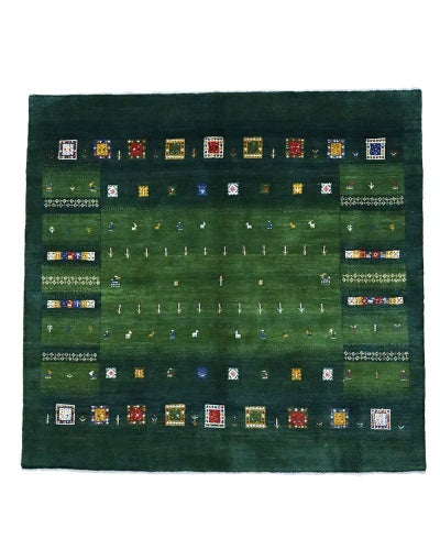 ペルシャ絨毯<br>シラーズ産ギャッベ<br>毛100％　200×190cm<br>商品番号89266