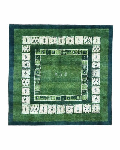 ペルシャ絨毯<br>シラーズ産ギャッベ<br>毛100％　197×200cm<br>商品番号89268