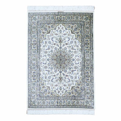 ペルシャ絨毯 クム産<br>ネギン工房<br>絹100% 100x148cm<br>商品番号89259