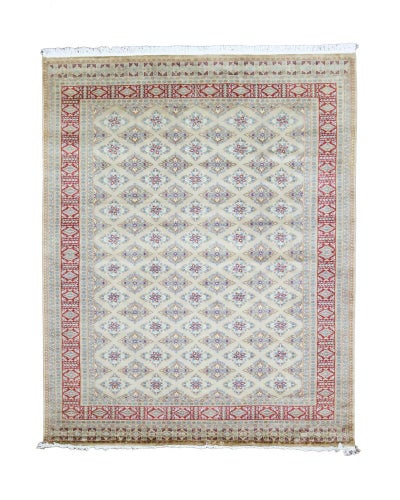 パキスタン絨毯　手織り<br>カフカディアン工房<br>毛＆絹　204×253cm<br>商品番号88911