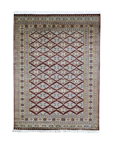 パキスタン絨毯　手織り<br>カフカディアン工房<br>毛＆絹　173×230cm<br>商品番号88913