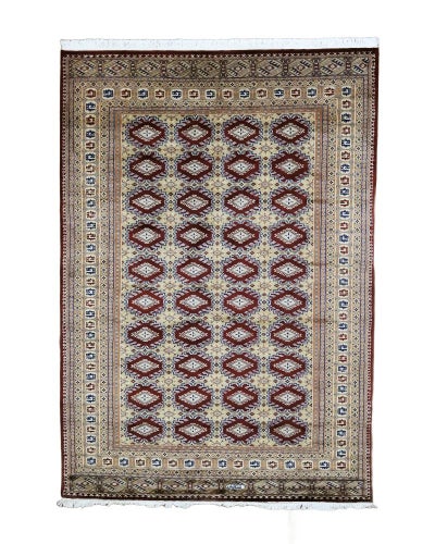 パキスタン絨毯　手織り<br>カフカディアン工房<br>毛＆絹　172×243cm<br>商品番号88916