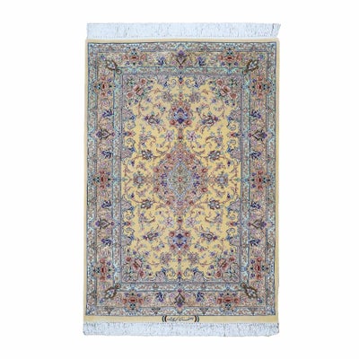 ペルシャ絨毯<br>イスファハン産<br>キャリミザーデ工房<br>毛＆絹 102×155cm<br>商品番号89262
