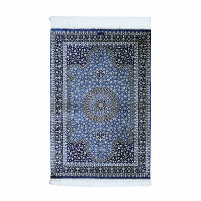 ペルシャ絨毯 クム産<br>マスミ工房<br>絹100% 149×96cm<br>商品番号66706