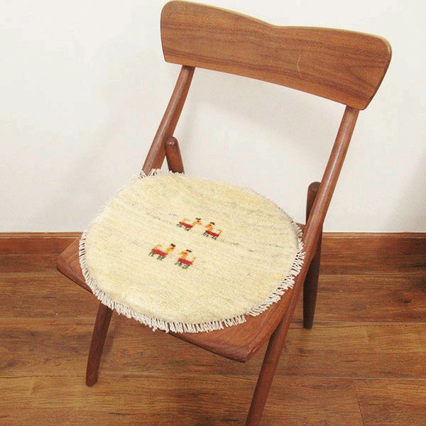 ペルシャ絨毯シラーズ産ギャッベ毛100％ 直径41cm商品番号89400