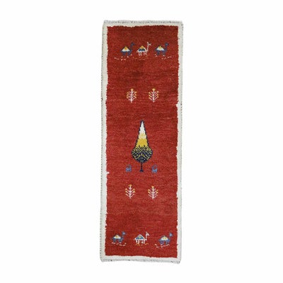 ペルシャ絨毯<br>シラーズ産ギャッベ<br>毛100％　39×115cm<br>商品番号 89560
