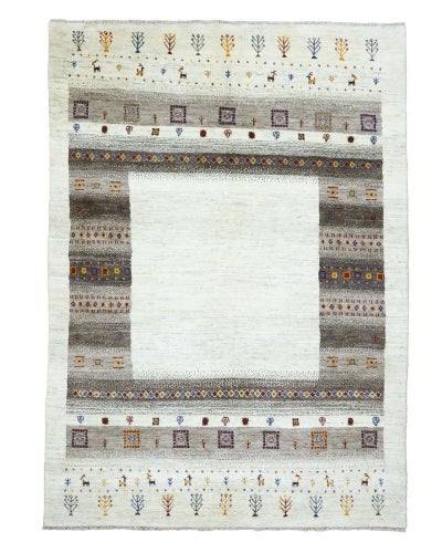ペルシャ絨毯<br>シラーズ産ギャッベ<br>毛100％　200×293cm<br>商品番号89643