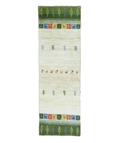 ペルシャ絨毯<br>シラーズ産ギャッベ<br>毛100％ 78×234cm<br>商品番号 89603