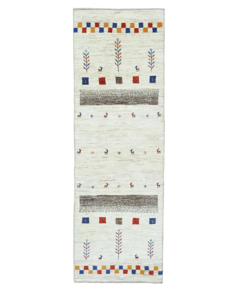 ペルシャ絨毯シラーズ産ギャッベ毛100％ 80×240cm商品番号 89602