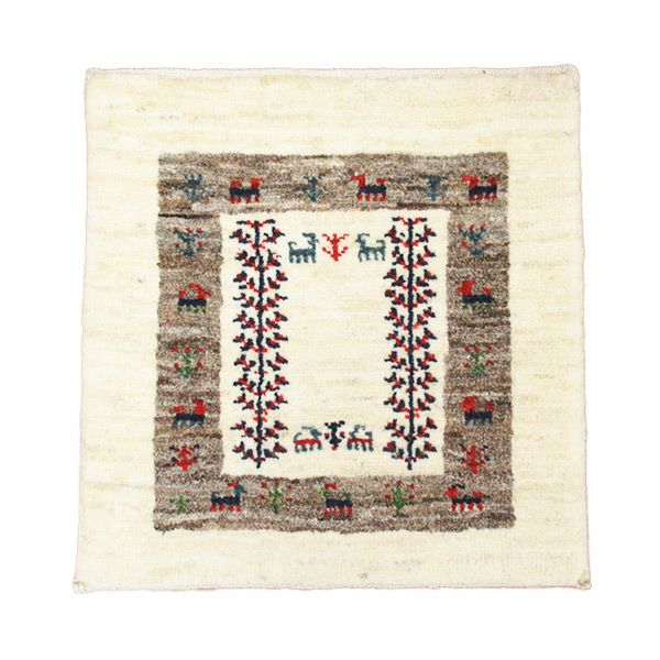 ペルシャ絨毯シラーズ産ギャッベカシュクリ毛100％ 40×41cm商品番号