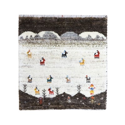 ペルシャ絨毯シラーズ産<br>ギャッベカシュクリ<br>毛100％　39×41cm<br>商品番号89161