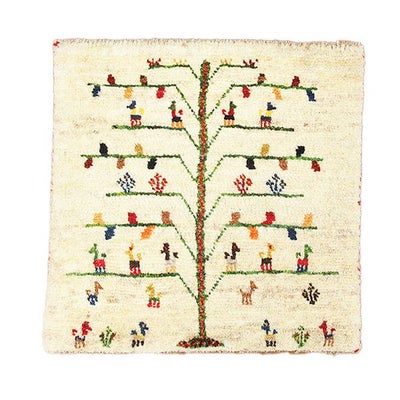 ペルシャ絨毯シラーズ産<br>ギャッベカシュクリ<br>毛100％　40×41cm<br>商品番号89162