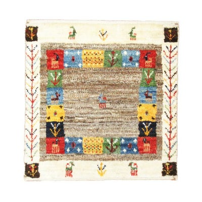 ペルシャ絨毯シラーズ産<br>ギャッベカシュクリ<br>毛100％　40×41cm<br>商品番号89163