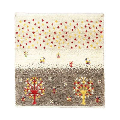 ペルシャ絨毯シラーズ産<br>ギャッベカシュクリ<br>毛100％　40×42cm<br>商品番号89169